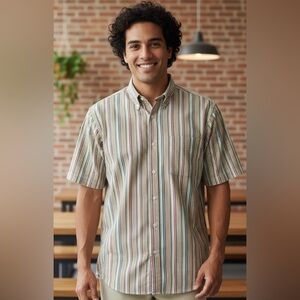 Roundtree & Yorke Multicolor Striped Button Down Shirt